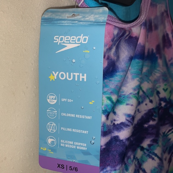 Speedo Bathing Suit for Youth Girls  XS - 5/6 Light Purple and White New w/ Tags - Picture 3 of 4